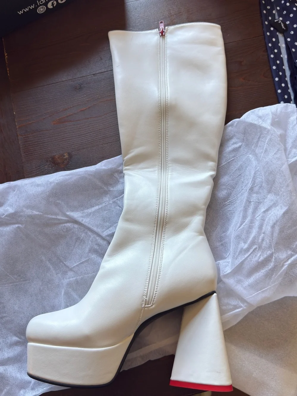 White Lamoda Sweet Talker Platform Knee-High Boots